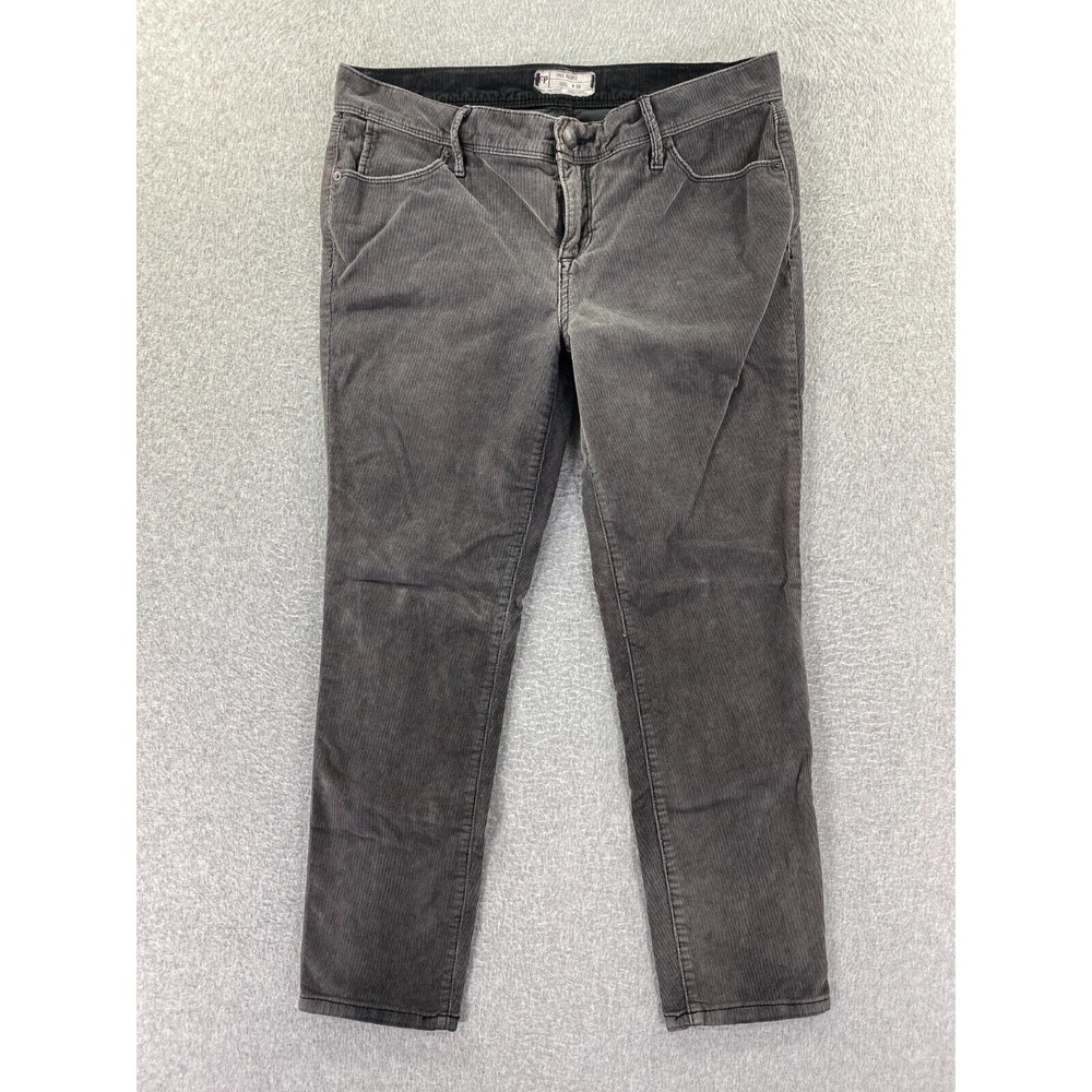 Free People Corduroy Skinny Pants Gray Women's Size 29 BOHO‎ Preppy Fits 32x26